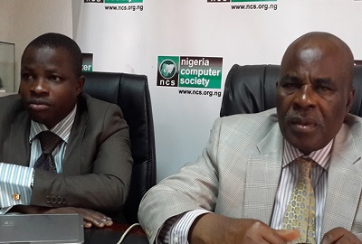 (L-r): Professor Adesola Aderounmu, deputy president and Professor David Adewumi, president, both of the Nigeria Computer Society (NCS) during NCS’ press briefing in conference on Thursday.